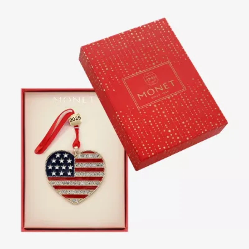 Monet Jewelry Gold Tone American Flag Christmas Ornament