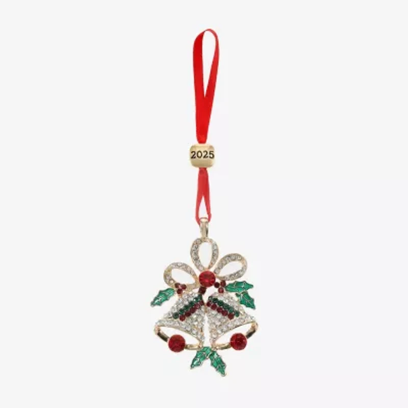 Monet Jewelry Gold Tone Holly Christmas Ornament