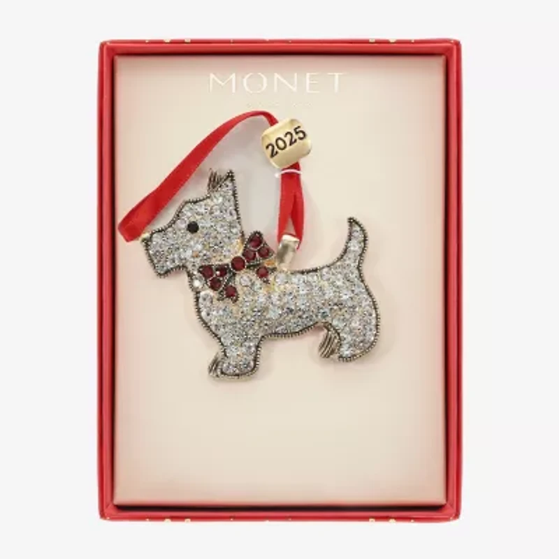 Monet Jewelry Gold Tone Scottie Dog Christmas Ornament