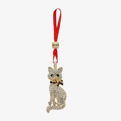 Monet Jewelry Gold Tone Cat Christmas Ornament