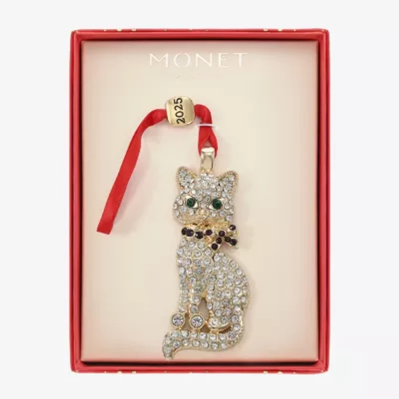 Monet Jewelry Gold Tone Cat Christmas Ornament