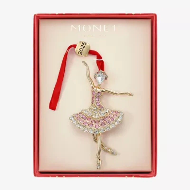 Monet Jewelry Gold Tone Pink Ballerina Christmas Ornament