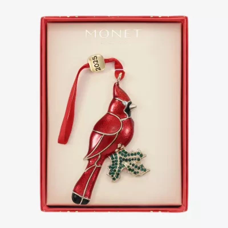 Monet Jewelry Gold Tone Red Cardinal Christmas Ornament