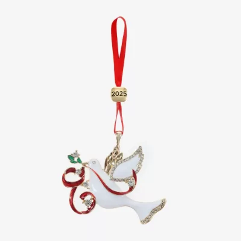 Monet Jewelry Gold Tone White Dove Christmas Ornament