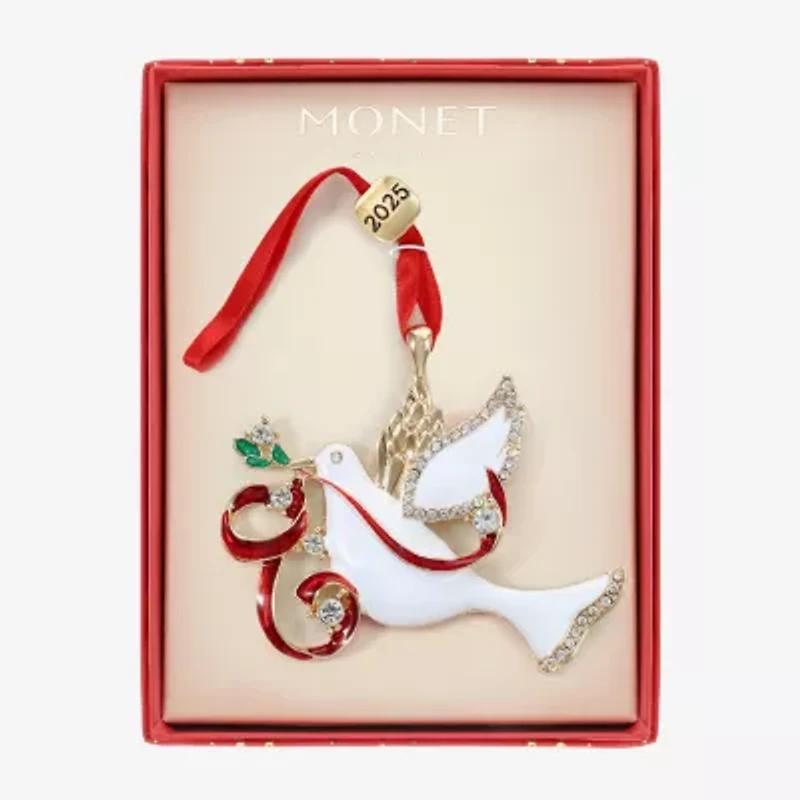 Monet Jewelry Gold Tone White Dove Christmas Ornament