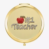 Monet Jewelry Gold Tone Teacher Red Apple Gold Tone Compact Mirror