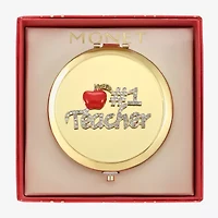 Monet Jewelry Gold Tone Teacher Red Apple Gold Tone Compact Mirror