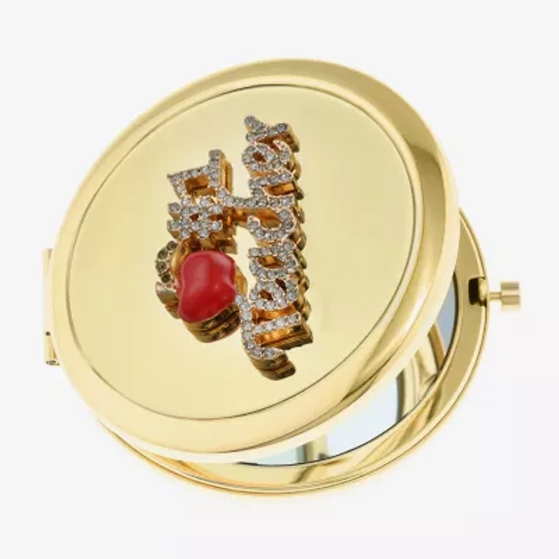 Monet Jewelry Gold Tone Teacher Red Apple Gold Tone Compact Mirror