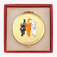 Monet Jewelry Gold Tone Cat Trio Gold Tone Animal Compact Mirror