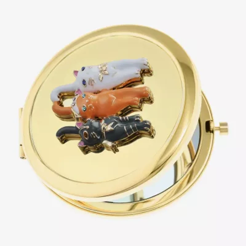Monet Jewelry Gold Tone Cat Trio Gold Tone Animal Compact Mirror
