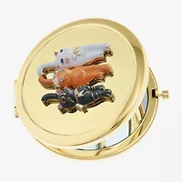 Monet Jewelry Gold Tone Cat Trio Gold Tone Animal Compact Mirror