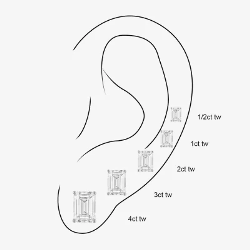 ( /E-F/Si1-Si2 ) 3 CT. T.W. Lab-GrownDiamond 14K Gold 8.1mm Emerald Stud Earrings