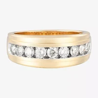 (F / Vs2) Mens 9M 1 CT. T.W. Lab Grown White Diamond 10K Gold Round Wedding Band