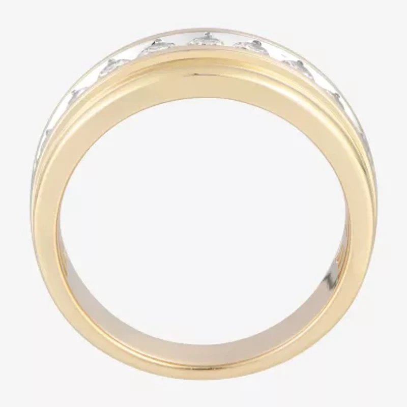 (F / Vs2) Mens 9M 1 CT. T.W. Lab Grown White Diamond 10K Gold Round Wedding Band