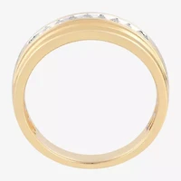 (F / Vs2) Mens 6.8mm 1/4 CT. T.W. Lab Grown White Diamond 10K Gold Round Wedding Band