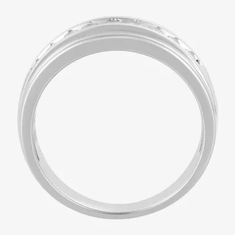 (F / Vs2) Mens 7.5MM 1/2 CT. T.W. Lab Grown White Diamond 10K White Gold Round Wedding Band