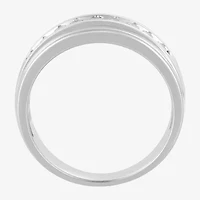 (F / Vs2) Mens 7.5MM 1/2 CT. T.W. Lab Grown White Diamond 10K White Gold Round Wedding Band
