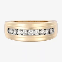 (F / Vs2) Mens 7.5MM 1/2 CT. T.W. Lab Grown White Diamond 10K Gold Round Wedding Band