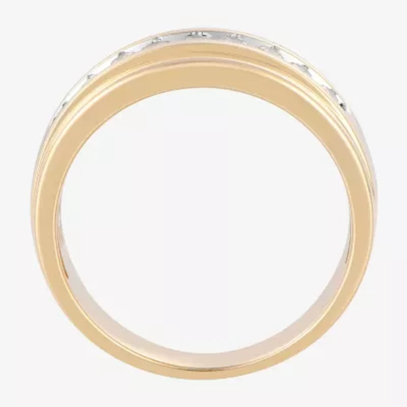 (F / Vs2) Mens 7.5MM 1/2 CT. T.W. Lab Grown White Diamond 10K Gold Round Wedding Band