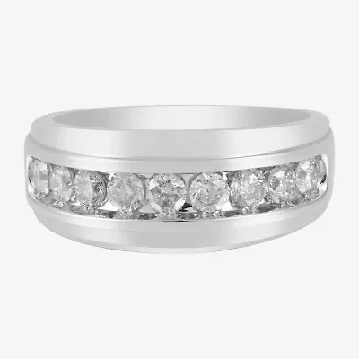 (F / Vs2) Mens 9M 1 CT. T.W. Lab Grown White Diamond 10K Gold Round Wedding Band