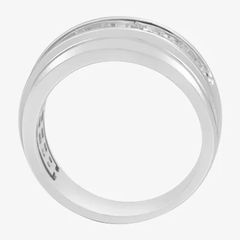 F / Vs2) Mens 9M 1 CT. T.W. Lab Grown White Diamond 10K Gold Round Wedding Band