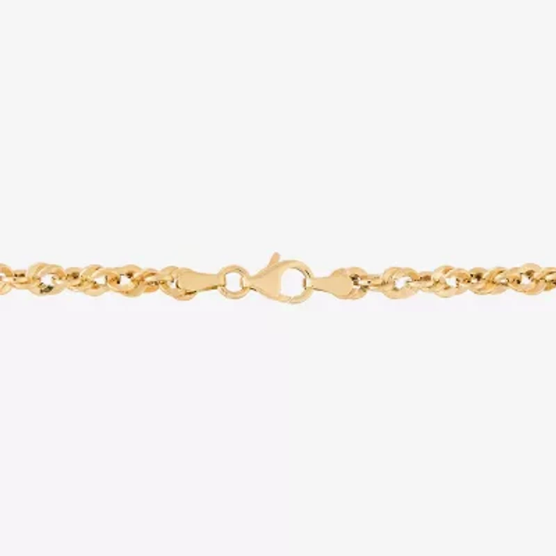 Mens 14K Gold 8 Inch Semisolid Rope Circle Chain Bracelet