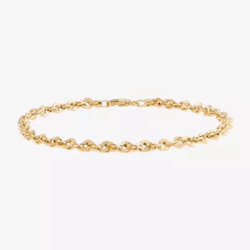 Mens 14K Gold 8 Inch Semisolid Rope Circle Chain Bracelet
