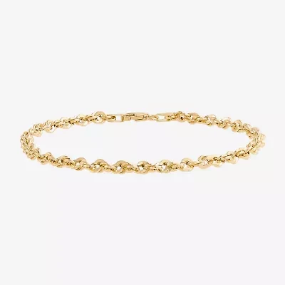 Mens 14K Gold 8 Inch Semisolid Rope Circle Chain Bracelet