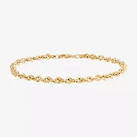 Mens 14K Gold 8 Inch Semisolid Rope Circle Chain Bracelet