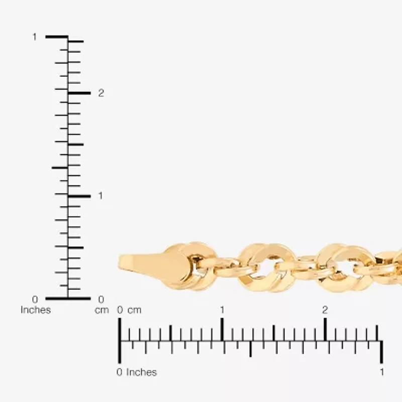 Mens 14K Gold 8 Inch Semisolid Rope Circle Chain Bracelet