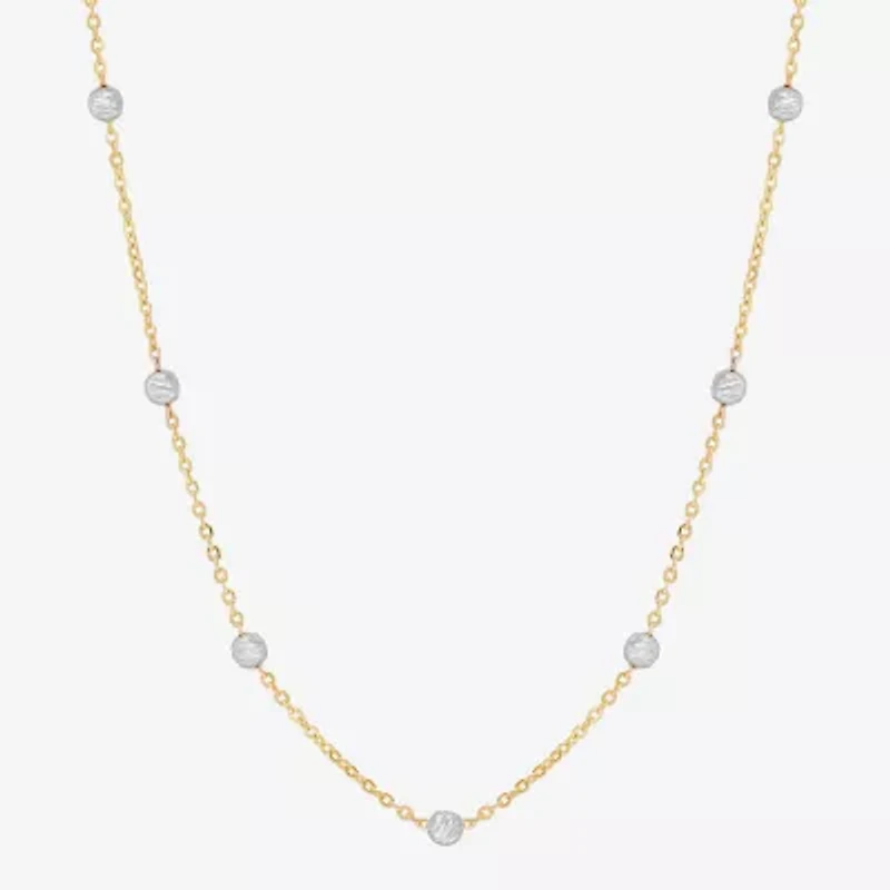 Womens 14K Two Tone Gold 18 Inch Link Chain Necklace