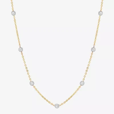 Womens 14K Two Tone Gold 18 Inch Link Chain Necklace