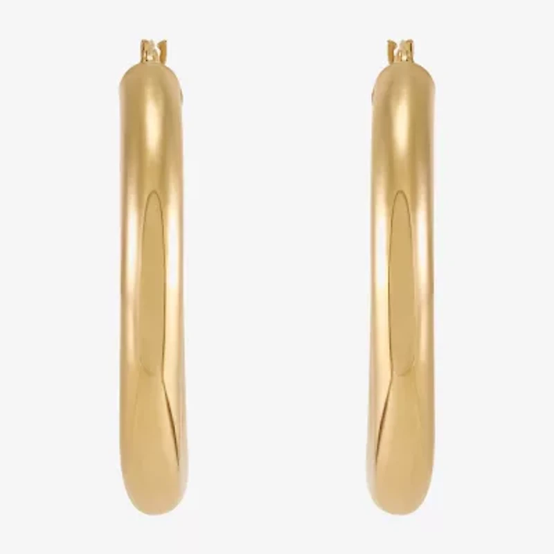 Bonded Brilliance Womens 14K Gold Over Silver Hoop Earrings
