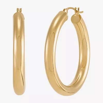 Bonded Brilliance Womens 14K Gold Over Silver Hoop Earrings