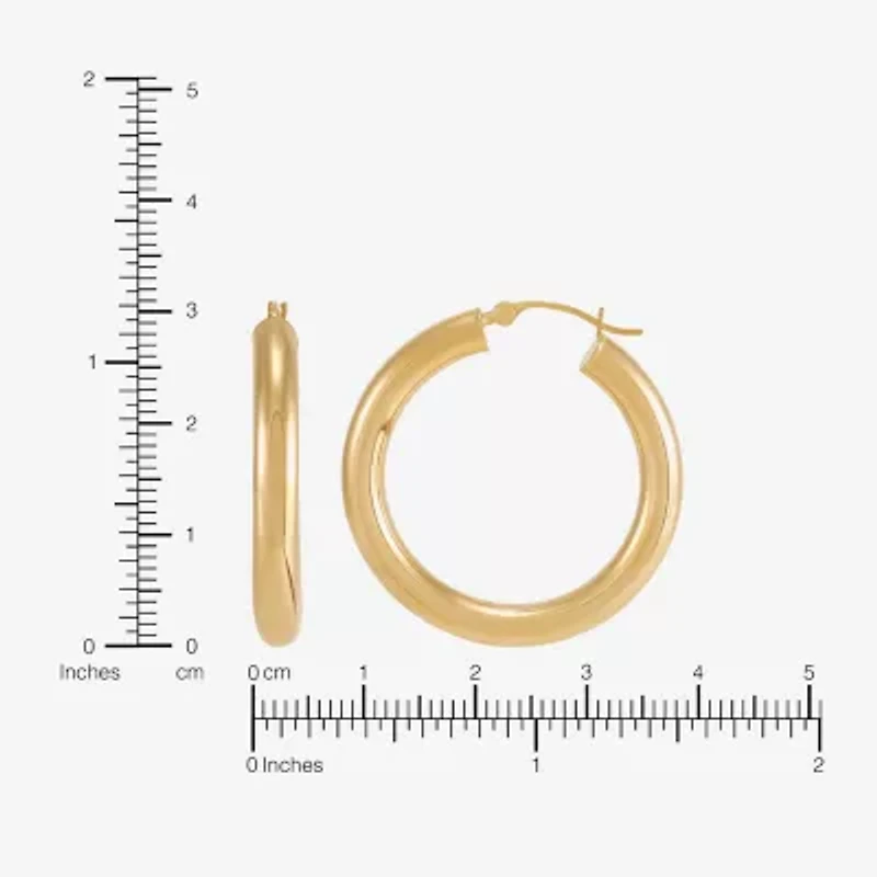 Bonded Brilliance Womens 14K Gold Over Silver Hoop Earrings