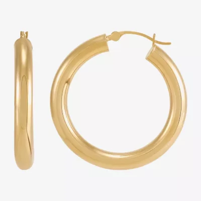 Bonded Brilliance Womens 14K Gold Over Silver Hoop Earrings