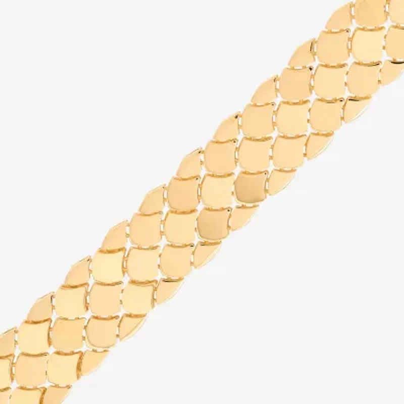 Made in Italy Womens 14K Gold 7.25 Inch Hollow Snake Chain Bracelet