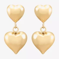 Gold Addiction Womens 10K Gold Heart Drop Earrings