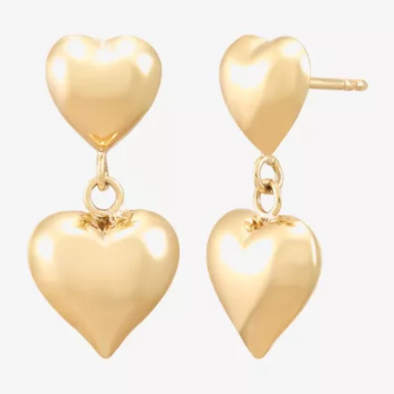 Gold Addiction Womens 10K Gold Heart Drop Earrings