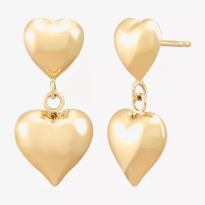 Gold Addiction Womens 10K Gold Heart Drop Earrings