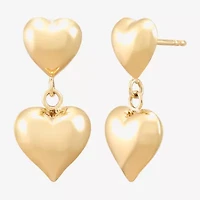 Gold Addiction Womens 10K Gold Heart Drop Earrings