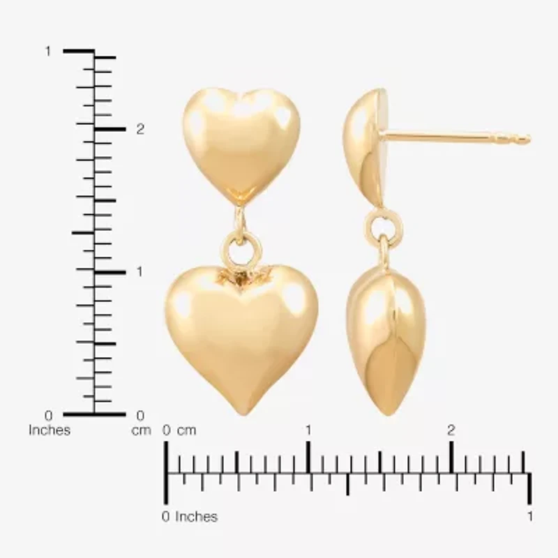Gold Addiction Womens 10K Gold Heart Drop Earrings