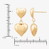 Gold Addiction Womens 10K Gold Heart Drop Earrings
