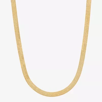 Bonded Brilliance Womens 14K Gold Over Silver 18 Inch Herringbone Chain Necklace