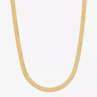 Bonded Brilliance Womens 14K Gold Over Silver 18 Inch Herringbone Chain Necklace