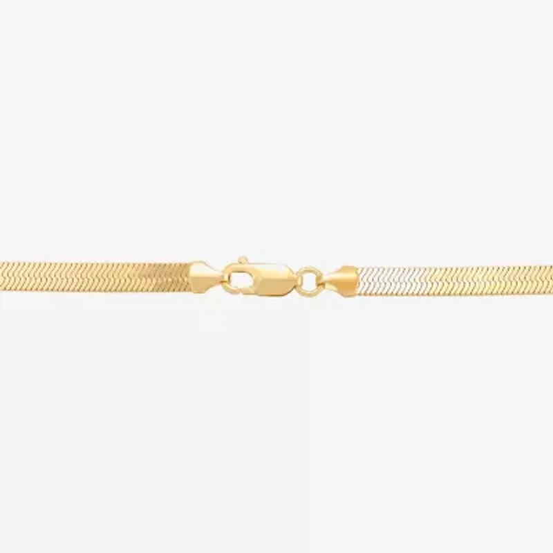 Bonded Brilliance Womens 14K Gold Over Silver Inch Herringbone Chain Necklace