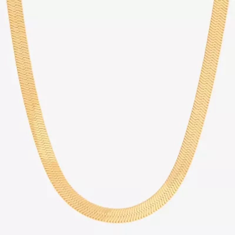 Bonded Brilliance Womens 14K Gold Bonded With Sterling Silver 18 Inch Herringbone Chain Necklace