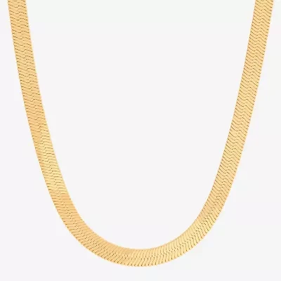 Bonded Brilliance Womens 14K Gold Bonded With Sterling Silver 18 Inch Herringbone Chain Necklace