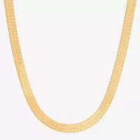 Bonded Brilliance Womens 14K Gold Bonded With Sterling Silver 18 Inch Herringbone Chain Necklace