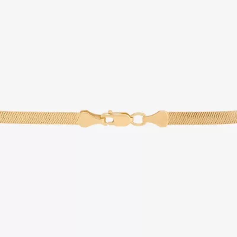 Bonded Brilliance Womens 14K Gold Over Silver 7.5 Inch Solid Herringbone Chain Bracelet